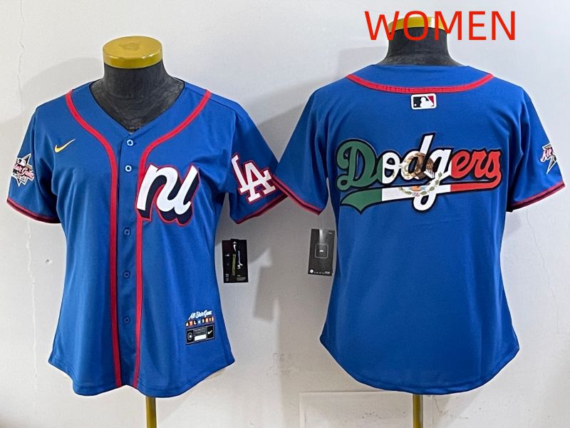 Women 2025 Los Angeles Dodgers Blank Blue All star Nike MLB Jersey style 03->women mlb jersey->Women Jersey